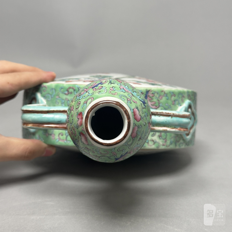 清晚期 粉彩花鸟葫芦扁瓶 - 图10